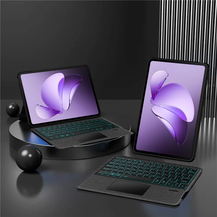 For Oppo Pad 3 Leather Case + Bluetooth-Compatible Keyboard with Backlight Trackpad