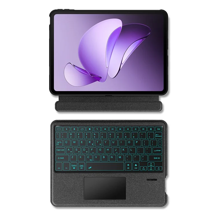 For Oppo Pad 3 Leather Case + Bluetooth-Compatible Keyboard with Backlight Trackpad