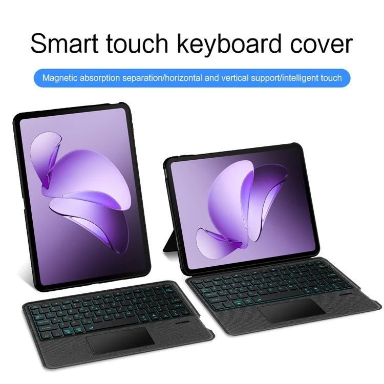 For Oppo Pad 3 Leather Case + Bluetooth-Compatible Keyboard with Backlight Trackpad