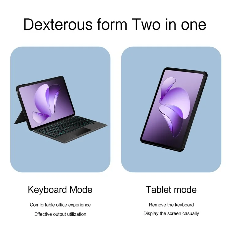 For Oppo Pad 3 Leather Case + Bluetooth-Compatible Keyboard with Backlight Trackpad