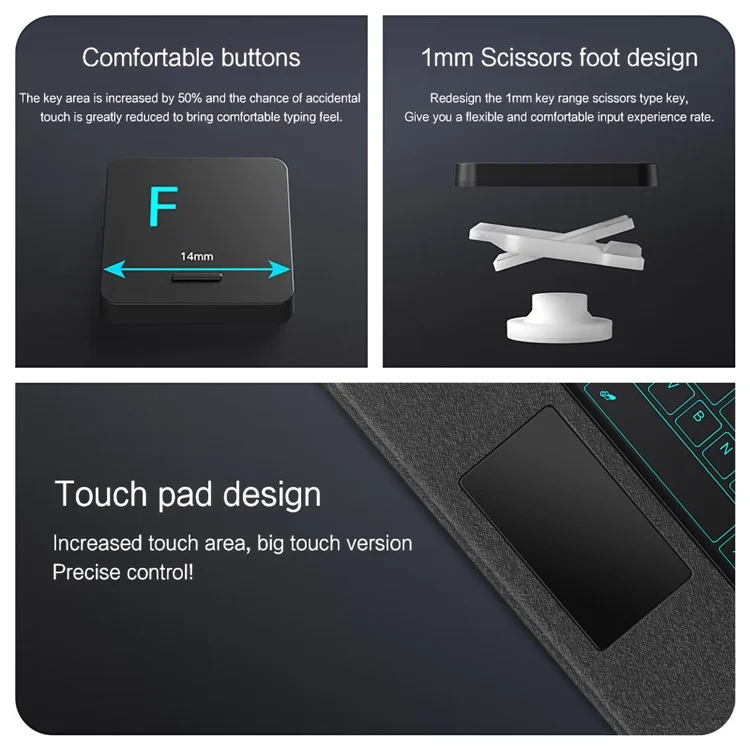 For Oppo Pad 3 Leather Case + Bluetooth-Compatible Keyboard with Backlight Trackpad