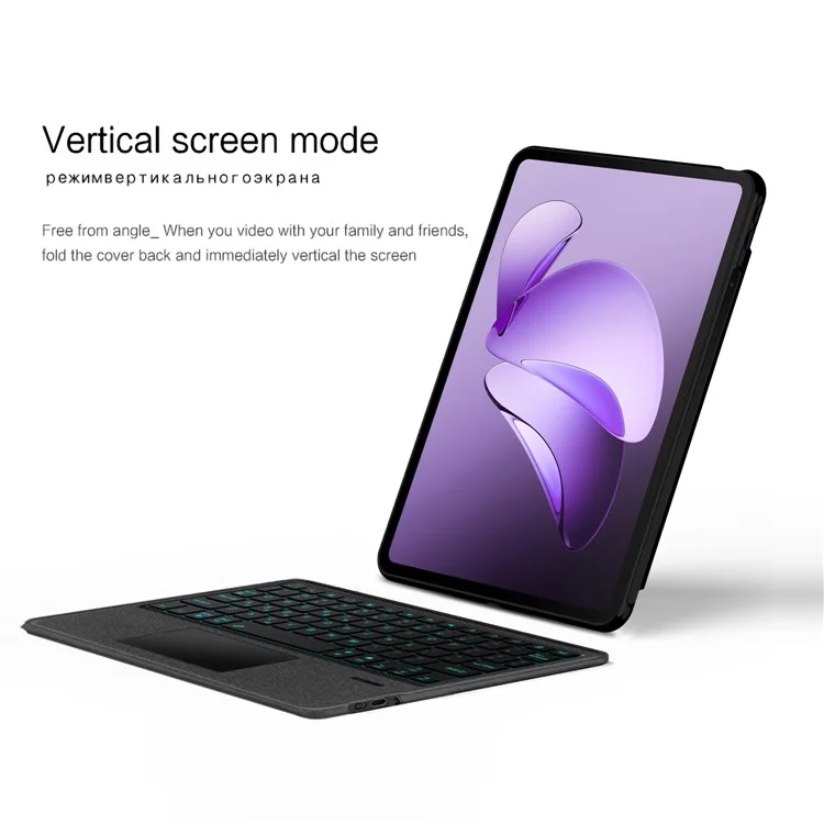 For Oppo Pad 3 Leather Case + Bluetooth-Compatible Keyboard with Backlight Trackpad