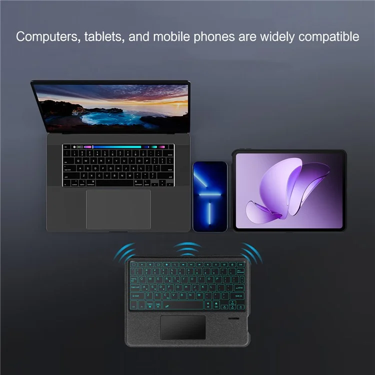 For Oppo Pad 3 Leather Case + Bluetooth-Compatible Keyboard with Backlight Trackpad