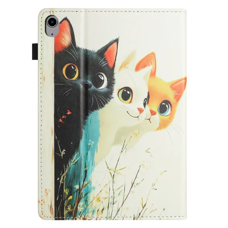 For iPad 10.9 (2022) Tablet Case Litchi Texture Pattern Printing Leather Cover Auto Sleep  /  Wake with Card Holder - Three Cats