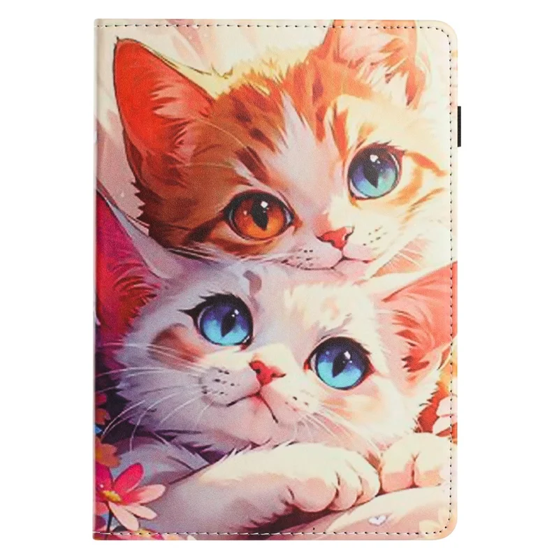For iPad Pro 11 (2024) Tablet Case Litchi Texture Pattern Printing Leather Cover Auto Sleep  /  Wake with Card Holder - Two Cats