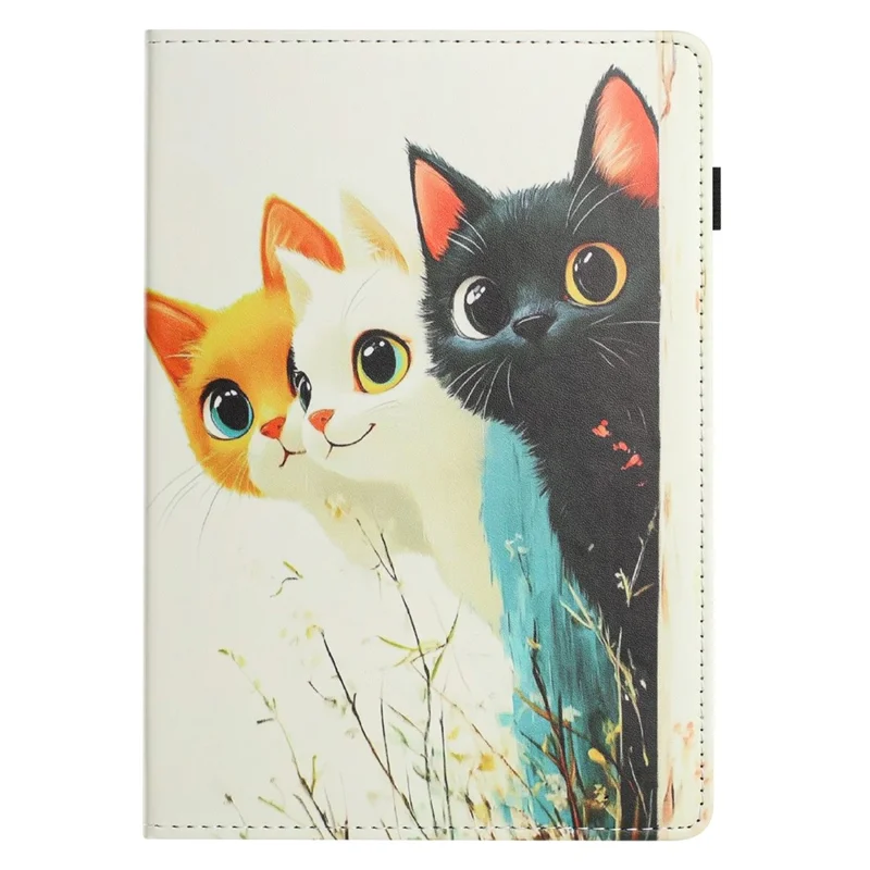 For iPad Pro 11 (2025) / 11 (2024) Tablet Case Litchi Texture Pattern Printing Leather Cover Auto Sleep  /  Wake with Card Holder - Three Cats