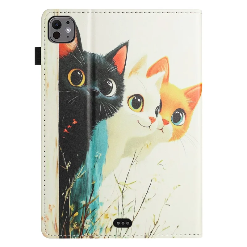 For iPad Pro 11 (2025) / 11 (2024) Tablet Case Litchi Texture Pattern Printing Leather Cover Auto Sleep  /  Wake with Card Holder - Three Cats