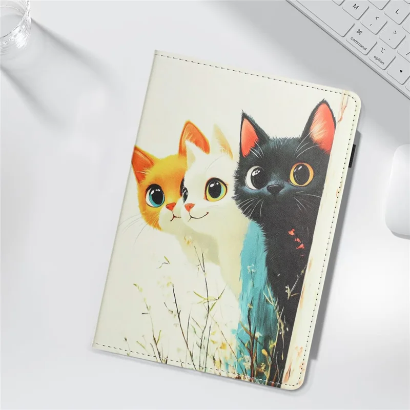 For iPad Pro 11 (2025) / 11 (2024) Tablet Case Litchi Texture Pattern Printing Leather Cover Auto Sleep  /  Wake with Card Holder - Three Cats