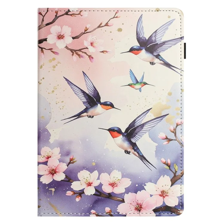 Funda para Tablet Samsung Galaxy Tab A9+ Textura de Litchi Patrón de Impresión Cubierta de Cuero Sueño Automático / Despertar con Soporte para Tarjetas - Golondrina Ciruela