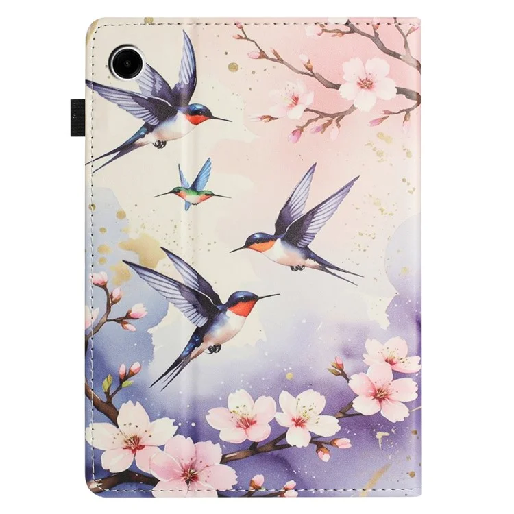 Funda para Tablet Samsung Galaxy Tab A9+ Textura de Litchi Patrón de Impresión Cubierta de Cuero Sueño Automático / Despertar con Soporte para Tarjetas - Golondrina Ciruela