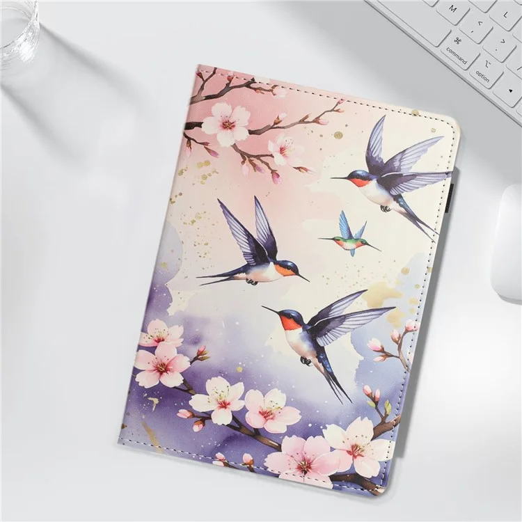 Funda para Tablet Samsung Galaxy Tab A9+ Textura de Litchi Patrón de Impresión Cubierta de Cuero Sueño Automático / Despertar con Soporte para Tarjetas - Golondrina Ciruela