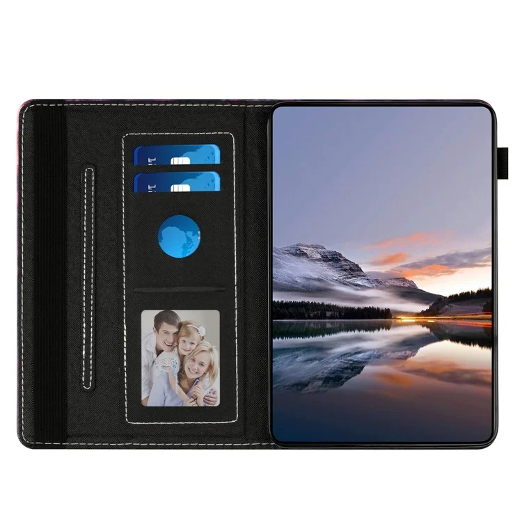 Funda de Cuero con Textura de Cuero de Grano para Samsung Galaxy Tab A9, Patrón de Impresión, Cierre Automático, Soporte para Tarjetas - Zorro