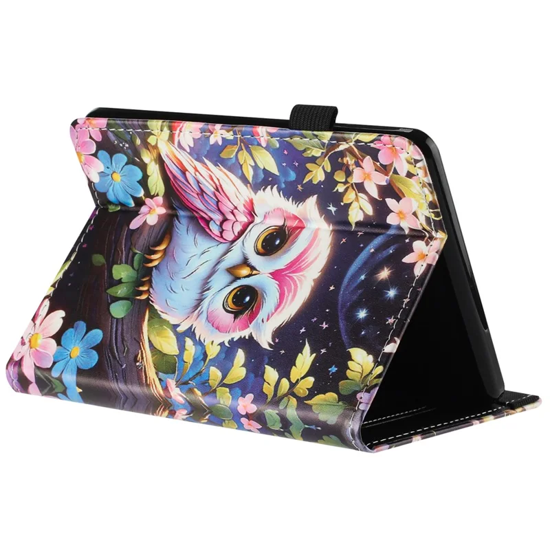 For Amazon Kindle Paperwhite 6 (2024) Tablet Case Litchi Texture Pattern Printing Leather Cover Auto Sleep  /  Wake with Card Holder - Owl