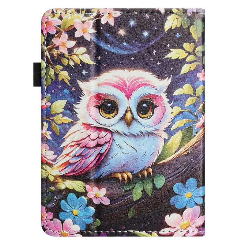 For Amazon Kindle Paperwhite 6 (2024) Tablet Case Litchi Texture Pattern Printing Leather Cover Auto Sleep  /  Wake with Card Holder - Owl