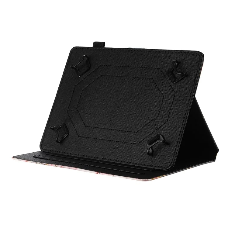 Universal 7-inch Tablet Case Litchi Texture Pattern Printing Leather Cover Auto Sleep  /  Wake with Card Holder - Plum Swallow