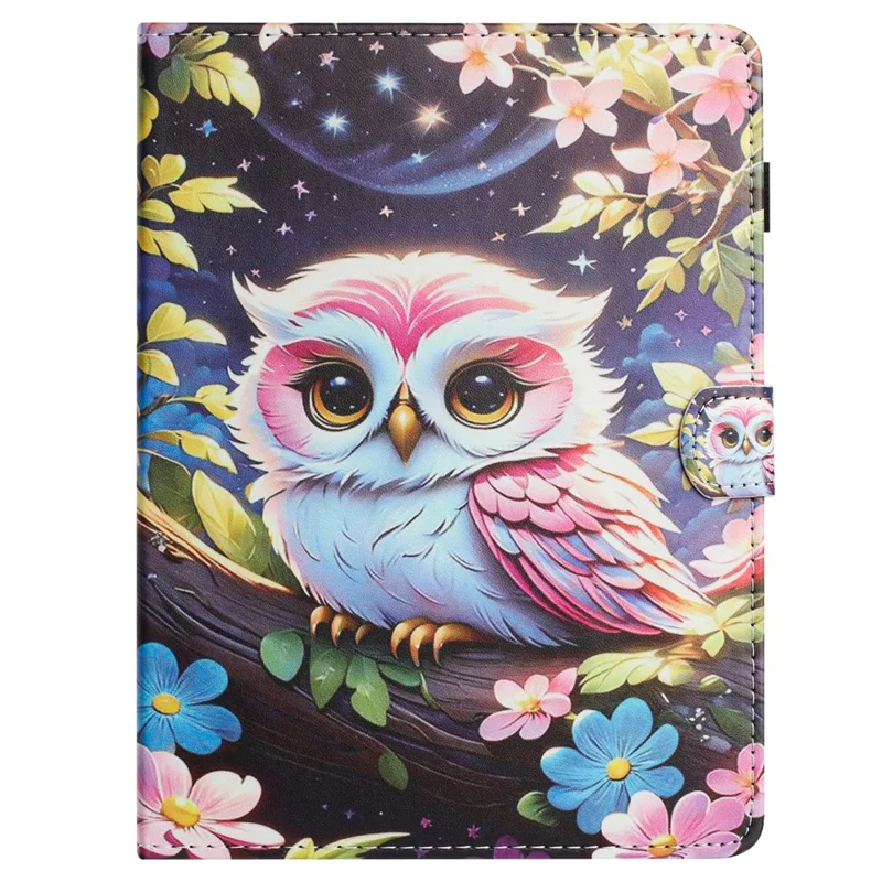 Universal 7-inch Tablet Case Litchi Texture Pattern Printing Leather Cover Auto Sleep  /  Wake with Card Holder - Owl