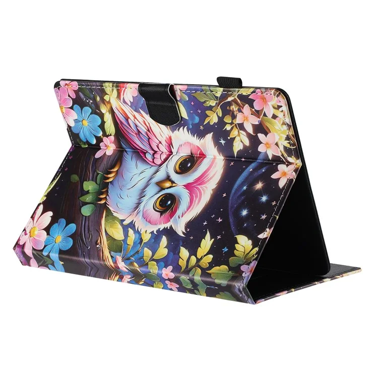 Funda universal para tablet de 10 pulgadas Textura Litchi Patrón de impresión Cubierta de cuero Suspensión automática / Despertar con soporte para tarjetas - Búho