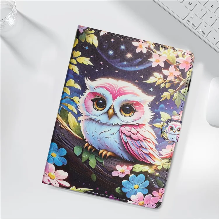 Funda universal para tablet de 10 pulgadas Textura Litchi Patrón de impresión Cubierta de cuero Suspensión automática / Despertar con soporte para tarjetas - Búho