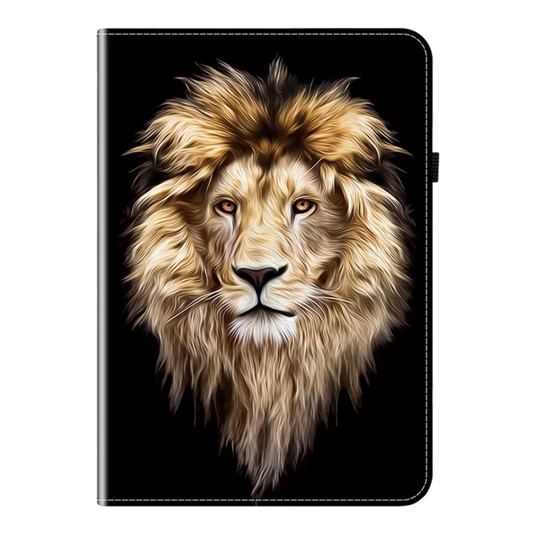 Чехол для iPad mini (2024) / (2021) с кожаным узором, подставкой и отделениями для карт - Голова льва