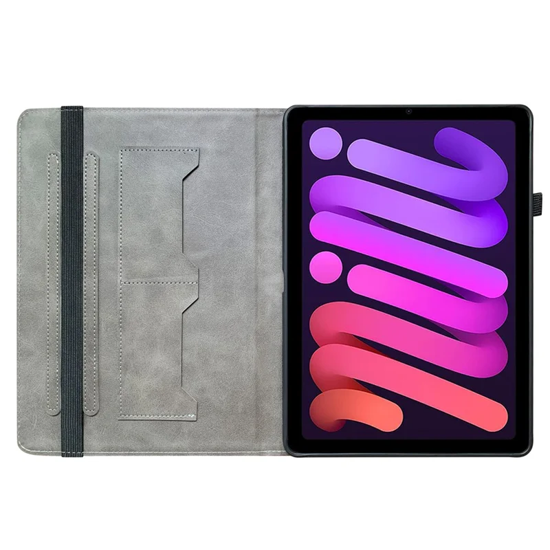 For iPad mini (2024)  /  (2021) Leather Case Pattern Printed Stand Tablet Cover with Card Slots - Cartoon Tiger