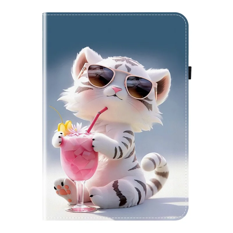 For iPad mini (2024)  /  (2021) Leather Case Pattern Printed Stand Tablet Cover with Card Slots - Cartoon Tiger