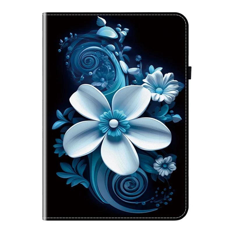 For iPad mini (2024)  /  (2021) Leather Case Pattern Printed Stand Tablet Cover with Card Slots - Black Orchid