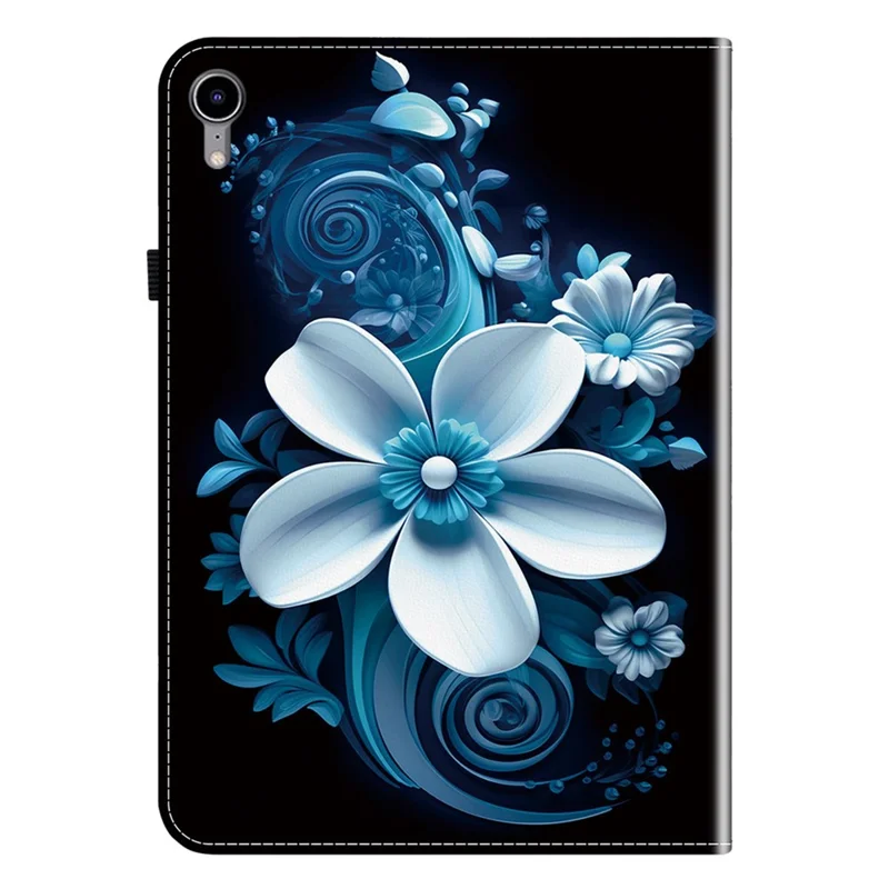 For iPad mini (2024)  /  (2021) Leather Case Pattern Printed Stand Tablet Cover with Card Slots - Black Orchid