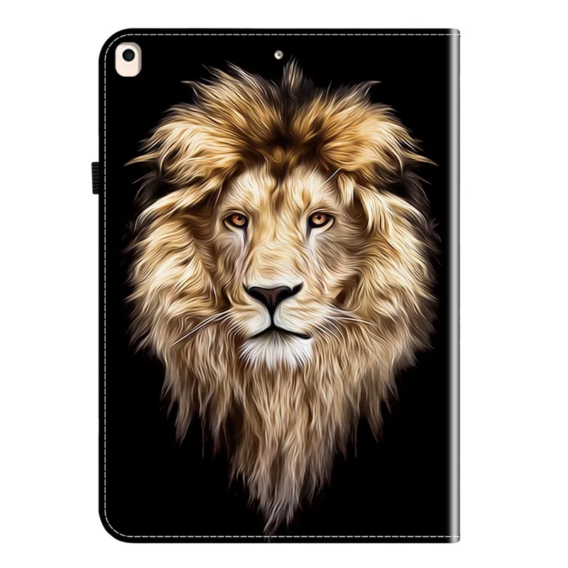 Leather Case For iPad 10.2 (2021)  /  (2020)  /  (2019)  /  Air 10.5 inch (2019) Pattern Printed Stand Tablet Cover with Card Slots - Lion Head
