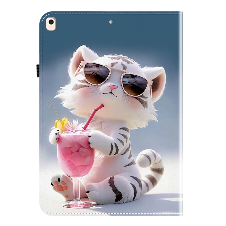 Funda de Cuero para iPad 10.2 (2021) / (2020) / (2019) / Air 10.5 pulgadas (2019) con Patrón Impreso, Soporte para Tablet con Ranuras para Tarjetas - Tigre de Dibujos Animados