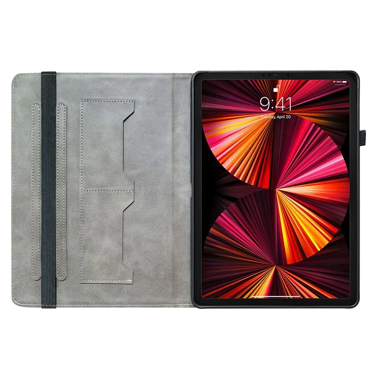 Funda de Cuero para iPad Air 13 (2025) / (2024) / Pro 12.9 (2022) / (2021) / (2020) con Patrón Impreso y Ranuras para Tarjetas - Girasol