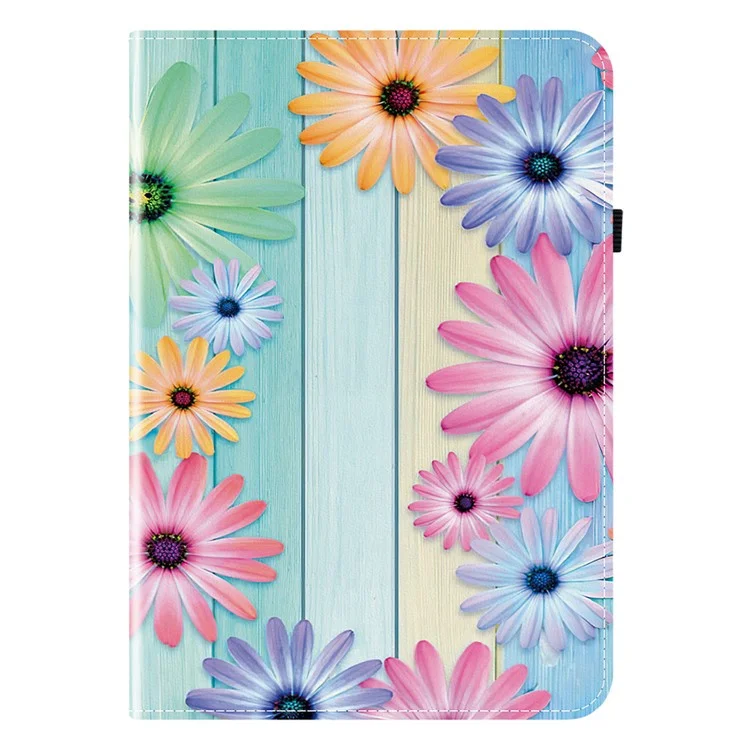 Funda de Cuero para iPad Air 13 (2025) / (2024) / Pro 12.9 (2022) / (2021) / (2020) con Patrón Impreso y Ranuras para Tarjetas - Girasol