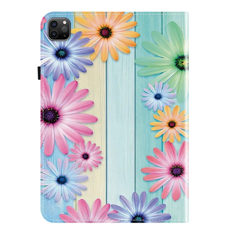 Funda de Cuero para iPad Air 13 (2025) / (2024) / Pro 12.9 (2022) / (2021) / (2020) con Patrón Impreso y Ranuras para Tarjetas - Girasol