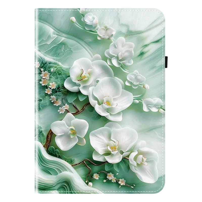 For iPad Pro 11 (2025) / 11 (2024) Leather Case Pattern Printed Stand Tablet Cover with Card Slots - Jade Flower