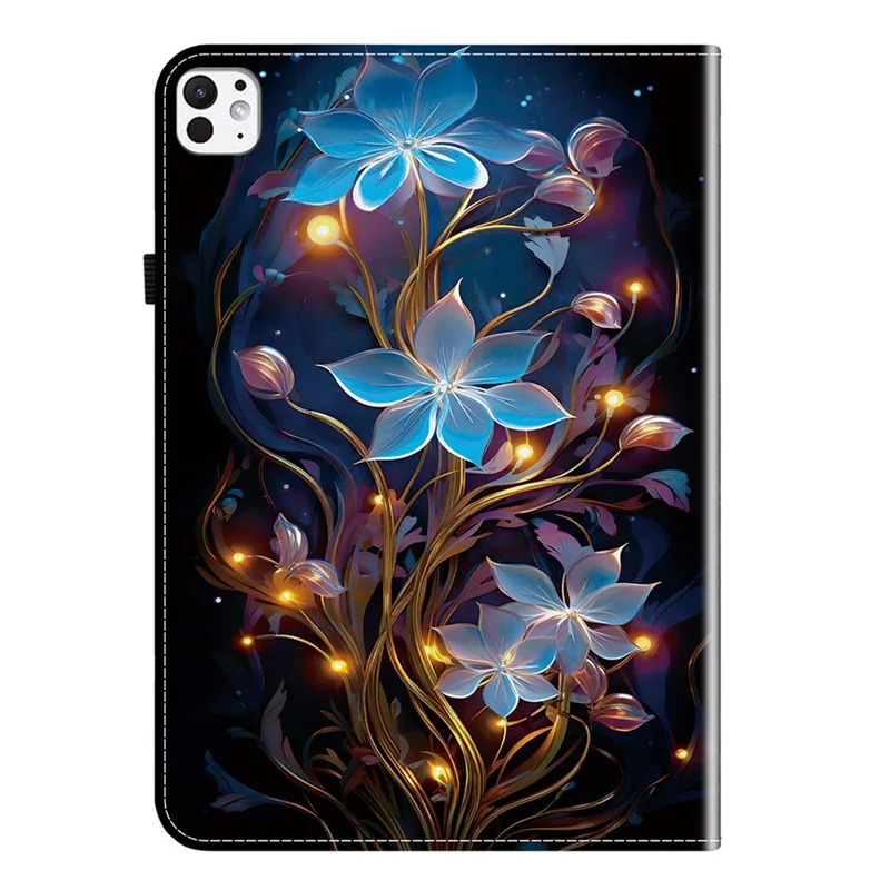 For iPad Pro 11 (2025) / 11 (2024) Leather Case Pattern Printed Stand Tablet Cover with Card Slots - Small Lantern Flower