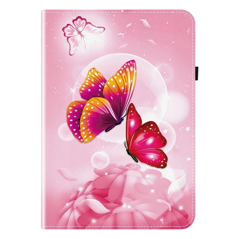 For Samsung Galaxy Tab A9+ Leather Case Pattern Printed Stand Tablet Cover with Card Slots - Pink Butterfly