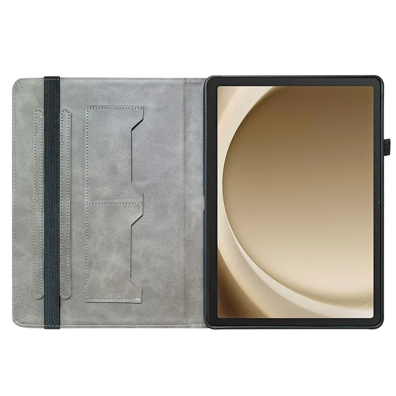 For Samsung Galaxy Tab A9+ Leather Case Pattern Printed Stand Tablet Cover with Card Slots - Lion Head