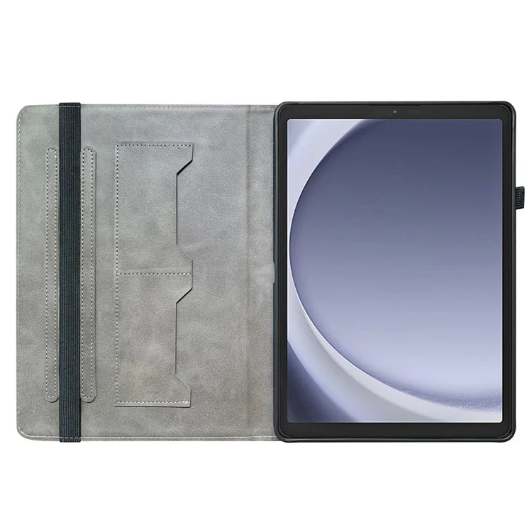 For Samsung Galaxy Tab A9 Leather Case Pattern Printed Stand Tablet Cover with Card Slots - Lion Head