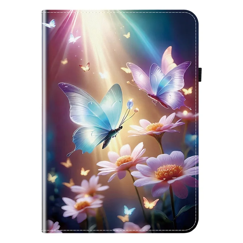 For Samsung Galaxy Tab A9 Leather Case Pattern Printed Stand Tablet Cover with Card Slots - Butterfly Floral
