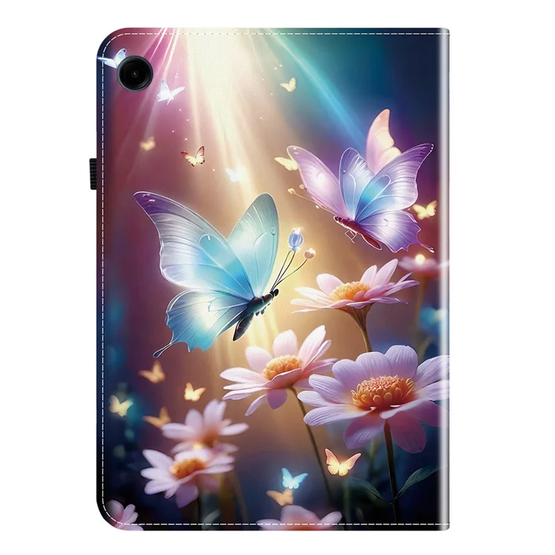 For Samsung Galaxy Tab A9 Leather Case Pattern Printed Stand Tablet Cover with Card Slots - Butterfly Floral