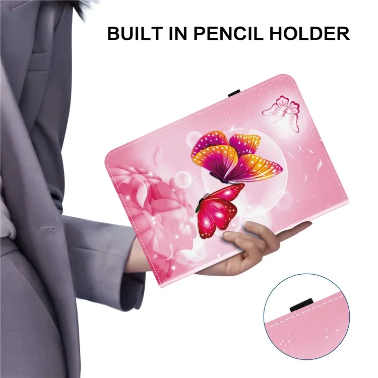 For Amazon Kindle Paperwhite (2024) Leather Case Pattern Printed Stand Tablet Cover with Card Slots - Pink Butterfly