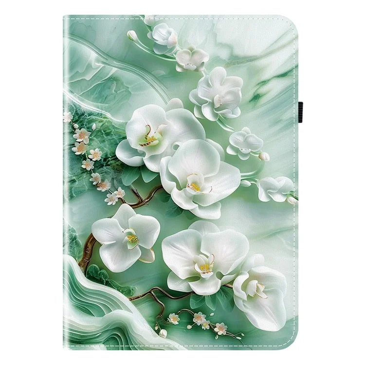 Funda de Cuero para Lenovo Legion Y700 (2025) con Estampado de Patrón, Soporte y Ranuras para Tarjetas - Flor de Jade