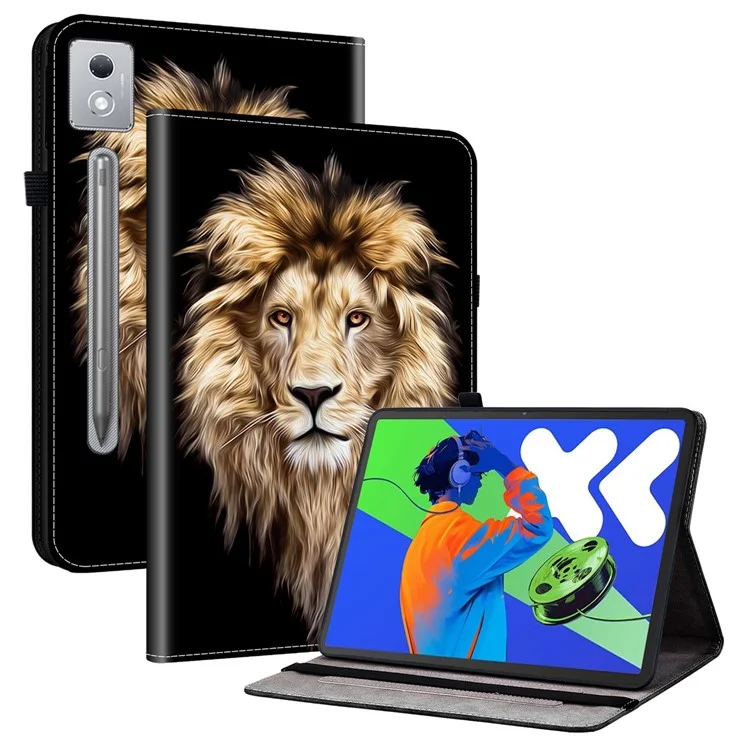 Leather Case For Lenovo Idea Tab Pro  /  Tab P12 Pro 12.7 2025  /  Xiaoxin Pad Pro 12.7 (2025) Pattern Printed Stand Tablet Cover - Lion Head