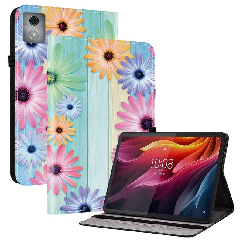 Læderet taske til Lenovo Tab K11 Plus / M11 Plus / Xiaoxin Pad Plus (2024) med mønster, stander og kortlommer - Solgås