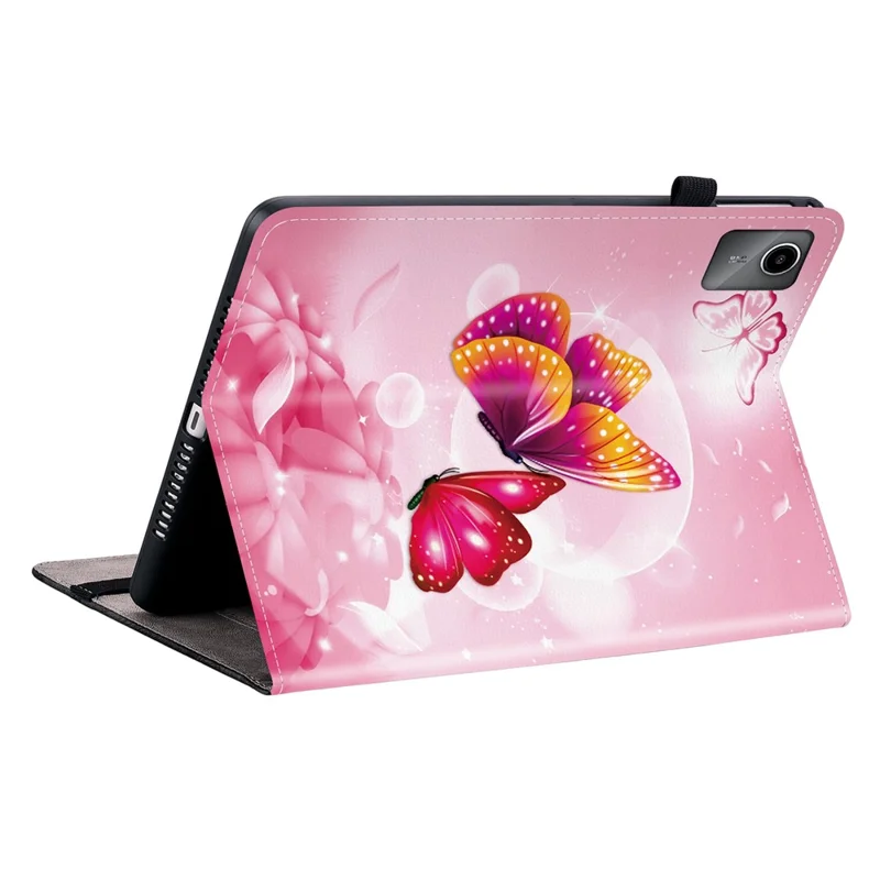 For Lenovo Tab M11 TB-330FC  /  Xiaoxin Pad 11 2024 TB-331FC Leather Case Pattern Printed Stand Tablet Cover with Card Slots - Pink Butterfly
