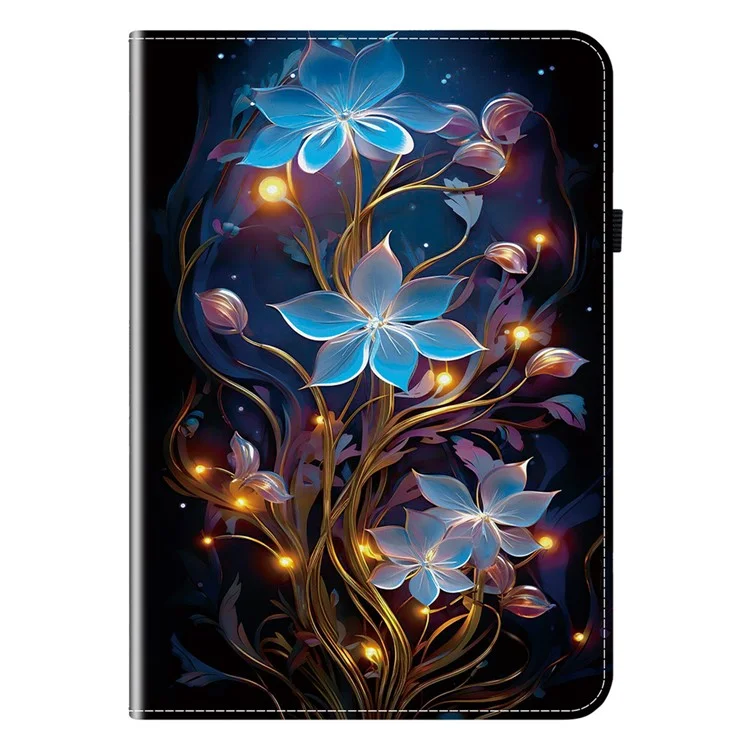 For Lenovo Tab M9 Leather Case Pattern Printed Stand Tablet Cover with Card Slots - Small Lantern Flower