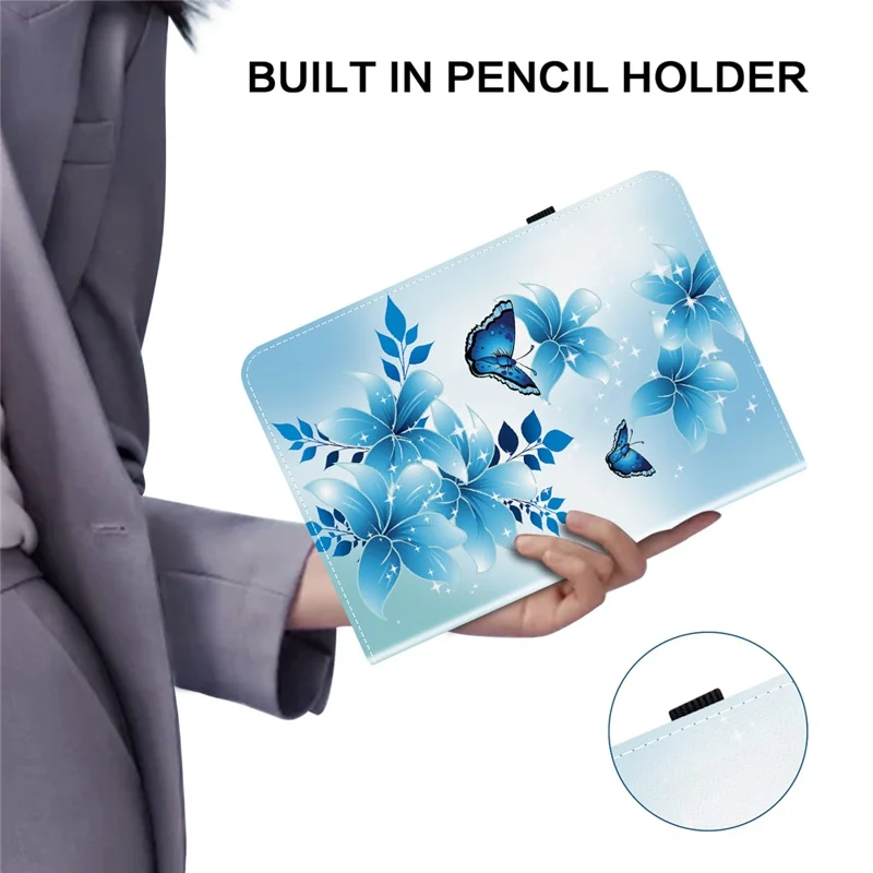 For Xiaomi Poco Pad X1 / Pad 8 Pro / Pad 8 / Pad 7 Pro / Pad 7 Leather Case Pattern Printed Stand Tablet Cover with Card Slots - Blue Butterfly