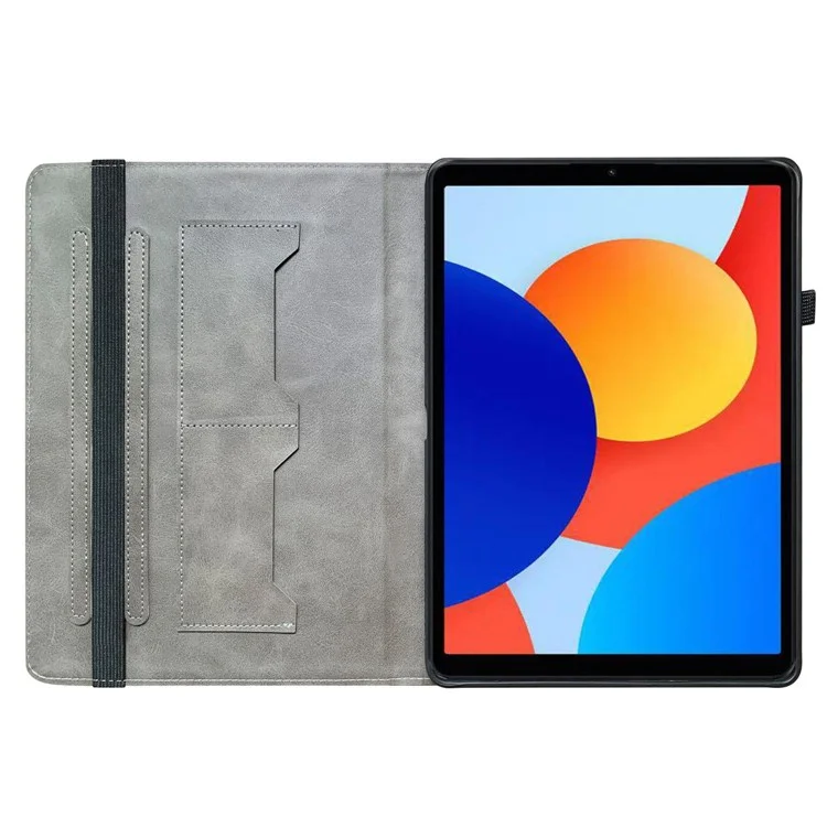 Für Xiaomi Redmi Pad SE 4G 8,7 Zoll Lederetui mit Muster Gedruckt Ständer Tablethülle mit Kartenfächern - Schwarze Orchidee