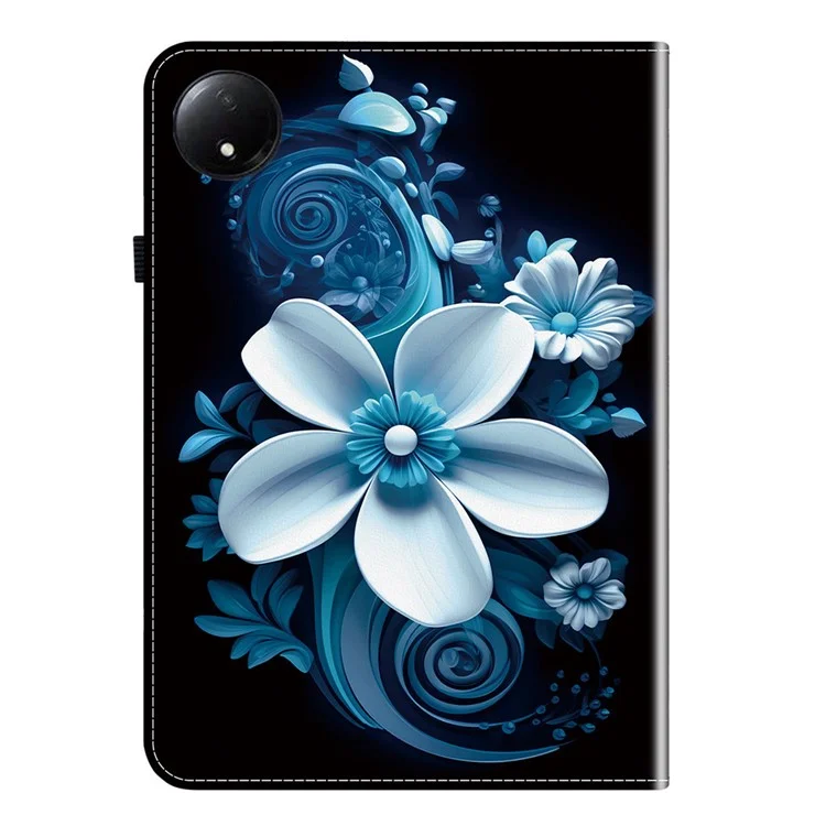 Für Xiaomi Redmi Pad SE 4G 8,7 Zoll Lederetui mit Muster Gedruckt Ständer Tablethülle mit Kartenfächern - Schwarze Orchidee