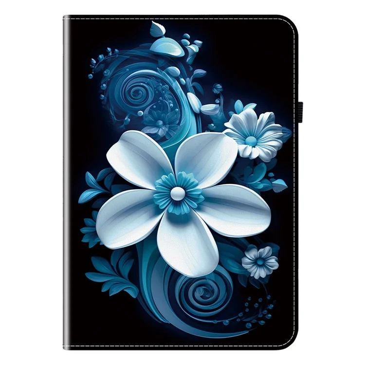 Für Xiaomi Redmi Pad SE 4G 8,7 Zoll Lederetui mit Muster Gedruckt Ständer Tablethülle mit Kartenfächern - Schwarze Orchidee