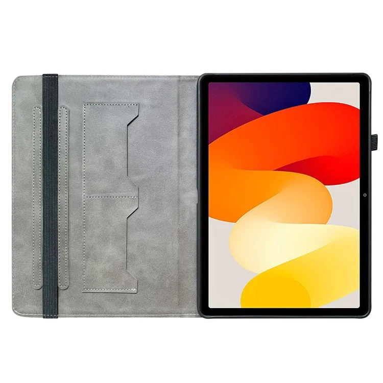 Étui en cuir pour Xiaomi Redmi Pad SE avec motif imprimé, support et fentes pour cartes - Tête de lion